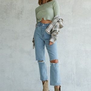 PacSun Light Blue High Waisted Straight Leg Jeans